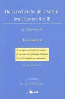 De la recherche de la vérité (livre II-Parties II et III)