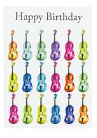 Happy Birthday Card - Jazzy Violin Design, 7 x 5 Inches