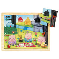 Puzzle bois 3 petits cochons 6 pièces