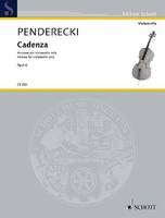 Cadenza, Version for violoncello solo by Jakob Spahn. cello. Edition séparée.