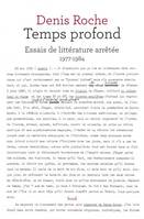 Temps profond , Essais de littérature arrêtée, 1977-1984