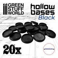 Socles 32mm ronds en plastique noir avec creux (x20)