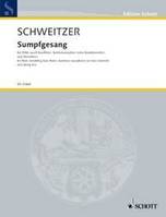 Sumpfgesang, flute (doubling bassflute) baritone saxophone (or bass clarinet) and string trio. Partition d'exécution.