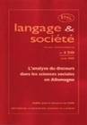 Langage et société, n° 120/juin 2007, L'analyse du discours dans les sciences sociales en Allemagne