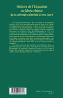 Histoire de l'Education au Mozambique de la période coloniale à nos jours, de la période coloniale à nos jours