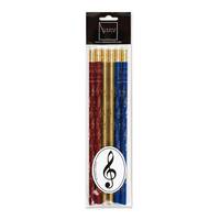 Pencil set G-clef assorted (6 pcs), red/gold/blue (6 pieces per package)