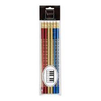 Pencil set Keyboard assorted (6 pcs), red/gold/blue (6 pieces per package)