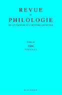 Revue de philologie, de littérature et d'histoire anciennes volume 80, Fascicule 2