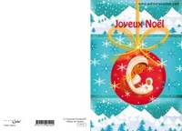 CARTE DOUBLE AVEC ENVELOPPE JOYEUX NOEL VIERGE ET ENFANT DANS BOULE DE NOEL   CARTE SIMPLE ET MAGNET