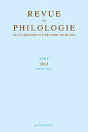 Revue de philologie, de littérature et d'histoire anciennes volume 87, Facsicule 2
