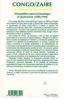 CONGO/ZAÏRE LA FAILLITE D'UN PAYS (n° 37-38), déséquilibre macro-économique et ajustements, 1988-1999