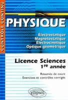 Physique - Licence sciences 1re année, licence sciences, 1re année