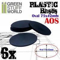 Socles 75x42mm ovales en plastique noir (x6)
