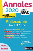 Annales Bac 2020 Philosophie Term L-ES-S - Sujets & corrigés