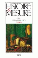 Histoire & Mesure, vol. XXVI, n°2/2012