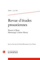 Revue d'études proustiennes, Proust et Kant. Hommage à Anne Henry