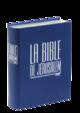 Bible Jérusalem, Format major, reliure souple en cuir bleu, coffret rigide, tranches argent