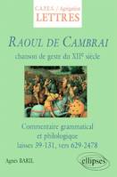 Cambrai (Raoul de), chanson de geste du XIIe siècle, commentaire grammatical et philologique des laisses 39 à 131, vers 629 à 2478