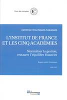 L'Institut de France et les cinq académies, Normaliser la gestion, restaurer l'équilibre financier