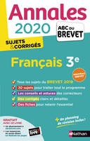 Annales Brevet 2020 Français 3e Sujets & corrigés