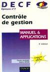 DECF, manuel & applications., 7, DECF épreuve n°7 contrôle de gestion. Manuel et applications, DECF, épreuve n °7