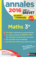 Annales Brevet 2016 mathématique 3ème - Sujets et corrigés