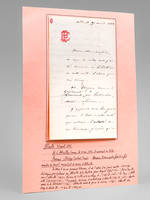 [ Lettre autographes signée : ] 1 L.A.S. de 2 pages, datée d'Abbeville, le 7 avril 1888 : [ Lettre adressée à un confrère, il lui transmets l'adresse de M. Dergny à Grandcourt par Londinière, et s'inquiète de son état de santé : ] 