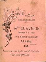 Herboristerie. Mme Claverie, herboriste de 1ère classe, rue Saint-Gervais, Langon