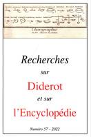 Revue Recherches sur Diderot et sur l’Encyclopédie 57 - 2022, Questions d'Esthétique
