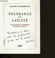 Tolérance et laïcité, à l'occasion du IVe centenaire de l'édit de Nantes