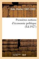 Premières notions d'économie politique