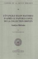 L'évangile selon Matthieu d'après le papyrus copte de la collection Schøyen, Analyse littéraire