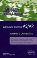 Concours d'entrée AS/AP, annales corrigées