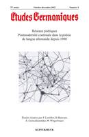 Etudes germaniques - N°4-2022, Réseaux poétiques Postmodernité continuée dans la poésie de langue allemande depuis 1980