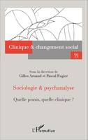 Sociologie et psychanalyse, Quelle praxis, quelle clinique ? - N°21