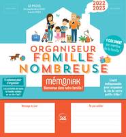 Organiseur familial Mémoniak spécial famille nombreuse, calendrier mensuel 6 colonnes, 12 mois