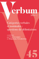 Verbum 2023/2, Catégories verbales et nominales : questions de délimitations