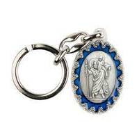 PORTE CLES EMAILLE BLEU SAINT CHRISTOPHE