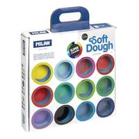 Mallette 16 pots 30 g pâte à modeler souple Soft Dough couleurs assorties (incl. Neon et Glitter)