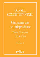 Cinquante ans de jurisprudence, Tables d'analyses, 1959-2008