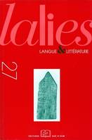 Lalies, n°27/2007, Langue et littérature