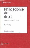 1, Définitions et fins du droit, PHILOSOPHIE DU DROIT - I. DEFINITIONS ET FINS DE DROIT