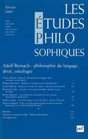 Les études philosophiques 2005 - n° 1, Adolf Reinach ; philosophie du langage