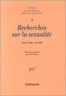 Archives du surréalisme ., 4, Recherches sur la sexualité, Janvier 1928 - Août 1932