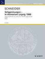 Die Seligpreisungen - in memoriam Leipzig 1989, Text aus dem Matthäus-Evangelium, 5, 3-12 in der Übersetzung von Martin Luther. mixed choir, string trio, bassoon and organ. Partition.