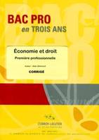 Economie et droit - Corrigé, Première professionelle (pochette).