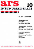 Konzert, für Oboe, Streicher und B.c.. TWV 51:d1. Réduction pour piano.