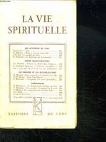 LA VIE SPIRITUELLE N° 302. DECEMBRE 1945. 27em ANNEE. LES MYSTERES DE DIEU. NOEL.