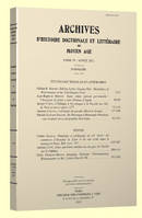 Archives d’Histoire littéraire et doctrinale du Moyen-Âge LXXIX – 2012