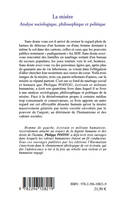 LA MISERE - ANALYSE SOCIOLOGIQUE, PHILOSOPHIQUE ET POLITIQUE, Analyse sociologique, philosophique et politique